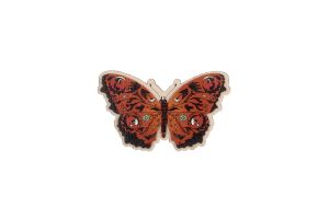 Drevená brošňa Červený motýľ
