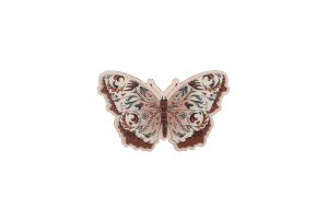Drevená brošňa Ružový motýľ