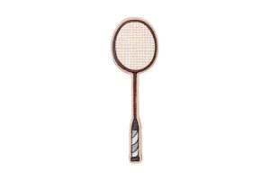 Drevená brošňa Badmintonová raketa